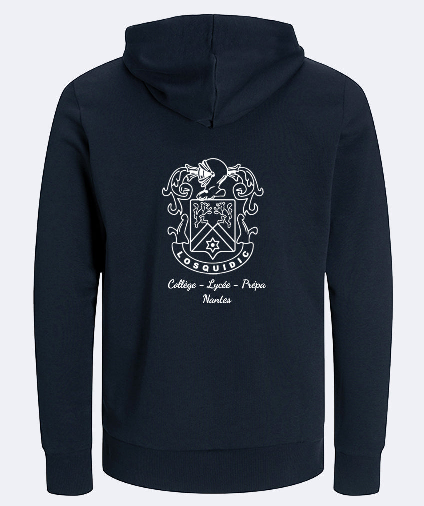 Sweat à capuche: broderie coeur et dos
