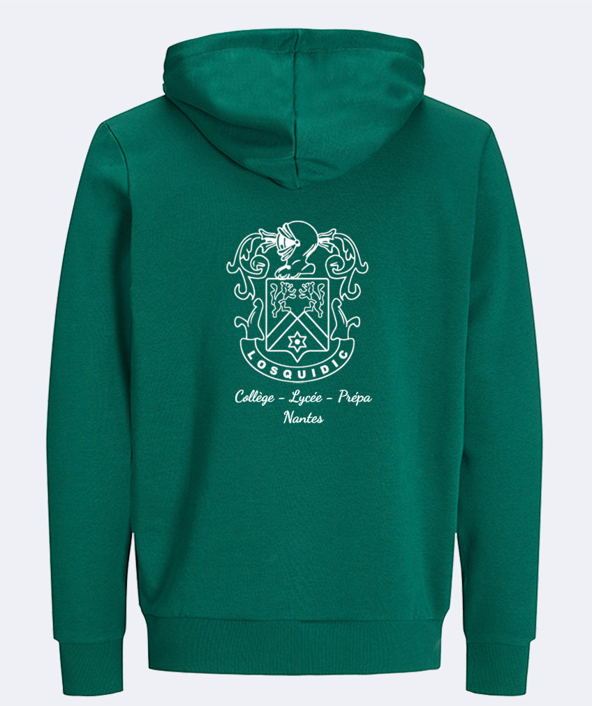 Sweat à capuche: broderie coeur et dos