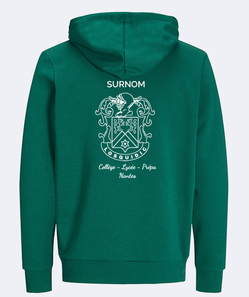 Sweat à capuche: surnom brodé au dos