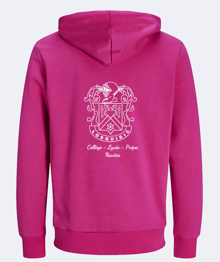Sweat à capuche: broderie coeur et dos